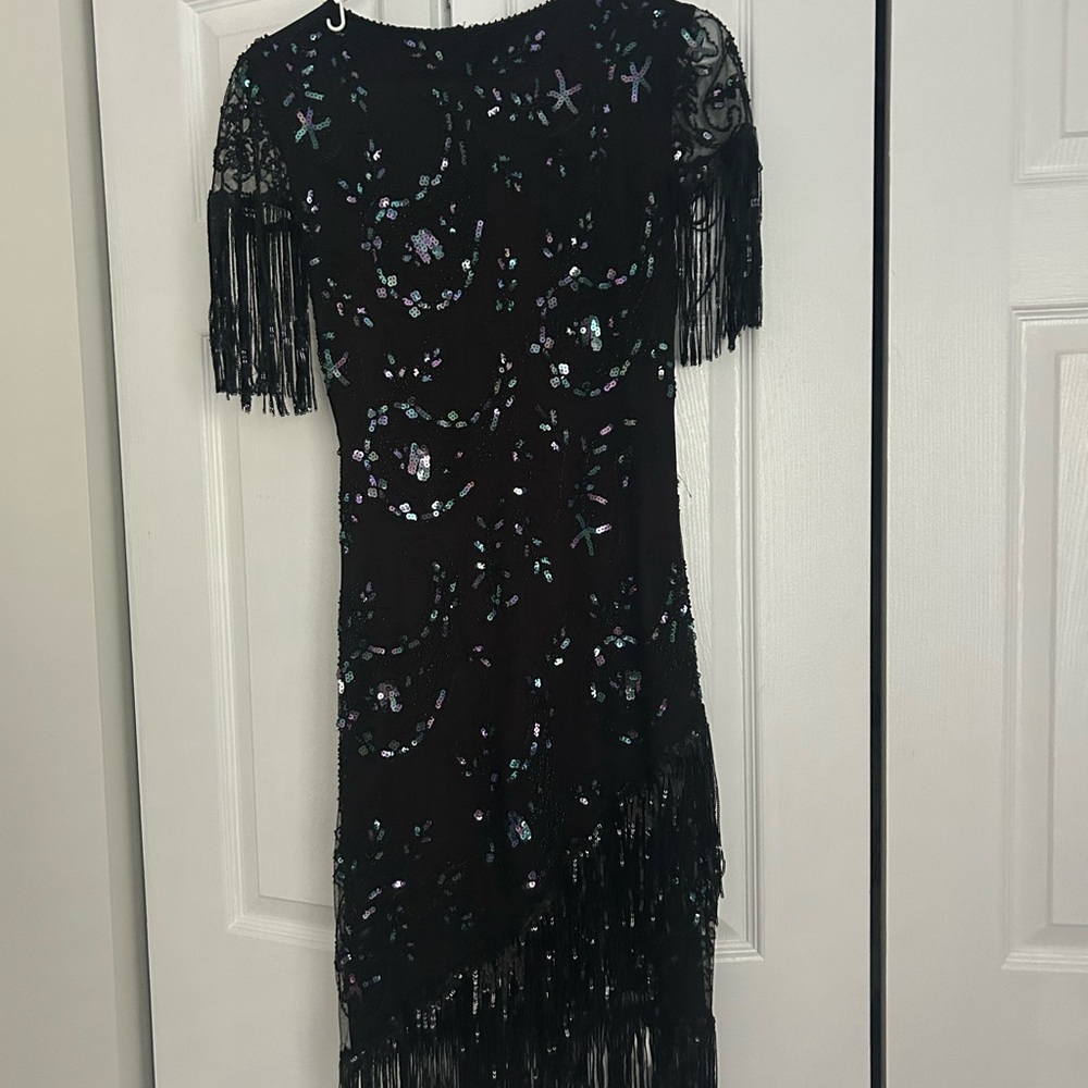 Black Sequin Fringe Dress